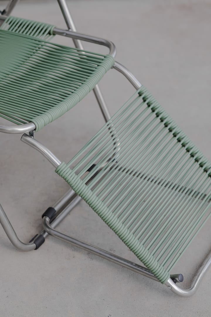 Spaghetti sun lounger with footrest, Sage green Fiam