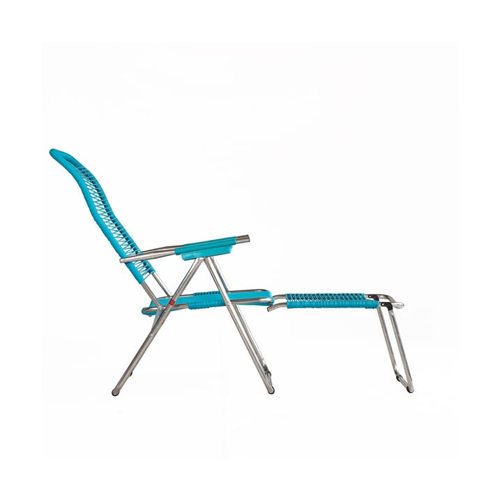 Spaghetti sun lounger with footrest, Turquoise Fiam