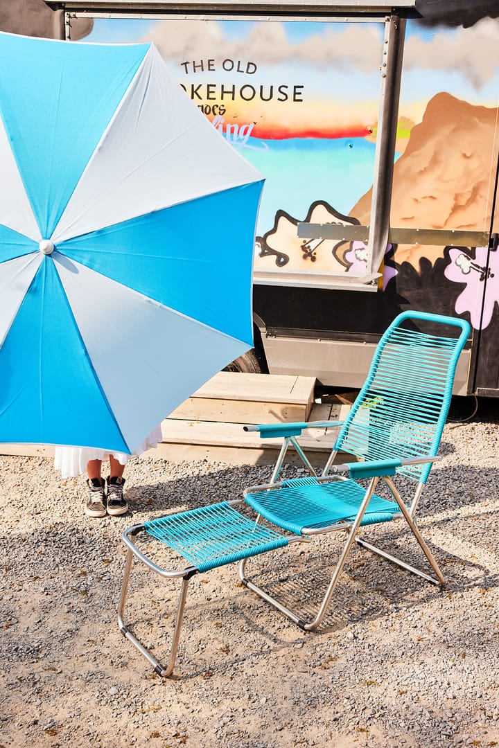 Spaghetti sun lounger with footrest, Turquoise Fiam