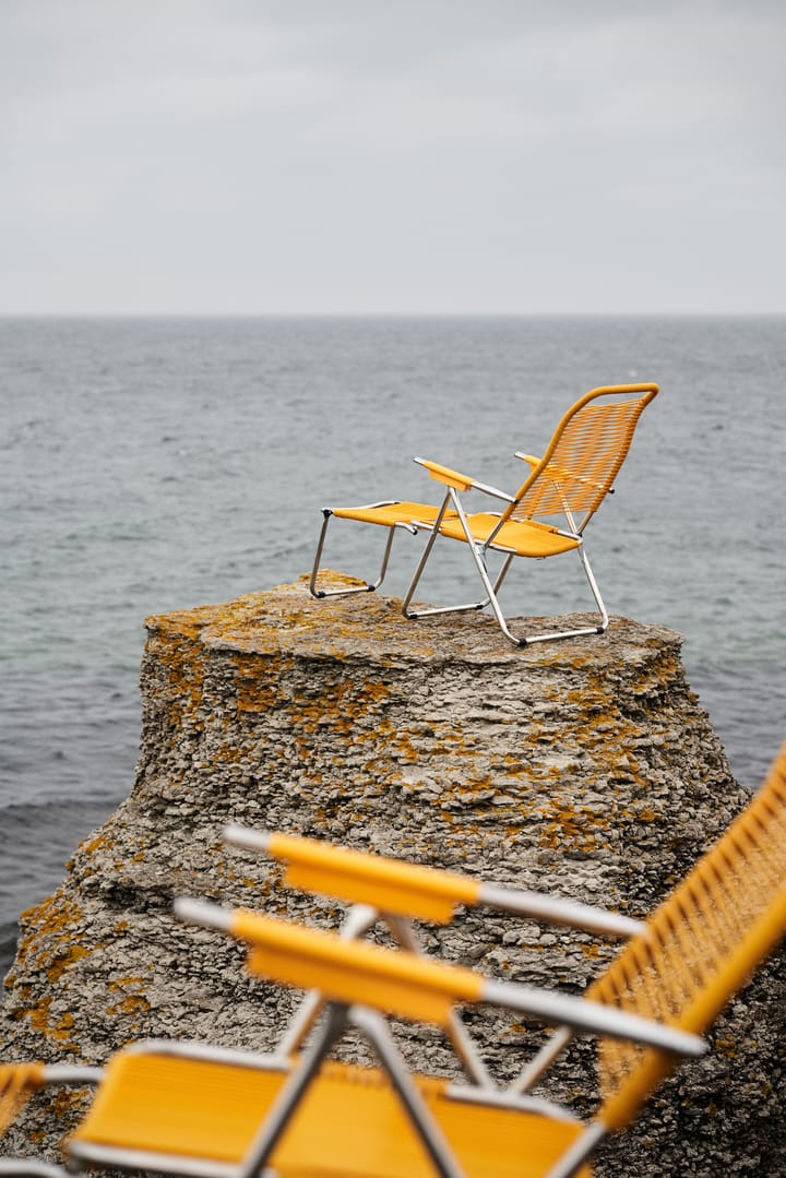 Spaghetti sun lounger with footrest, Yellow Fiam