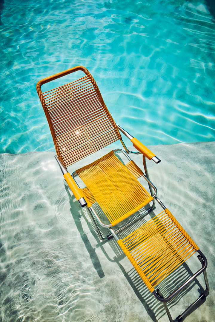 Spaghetti sun lounger with footrest, Yellow Fiam