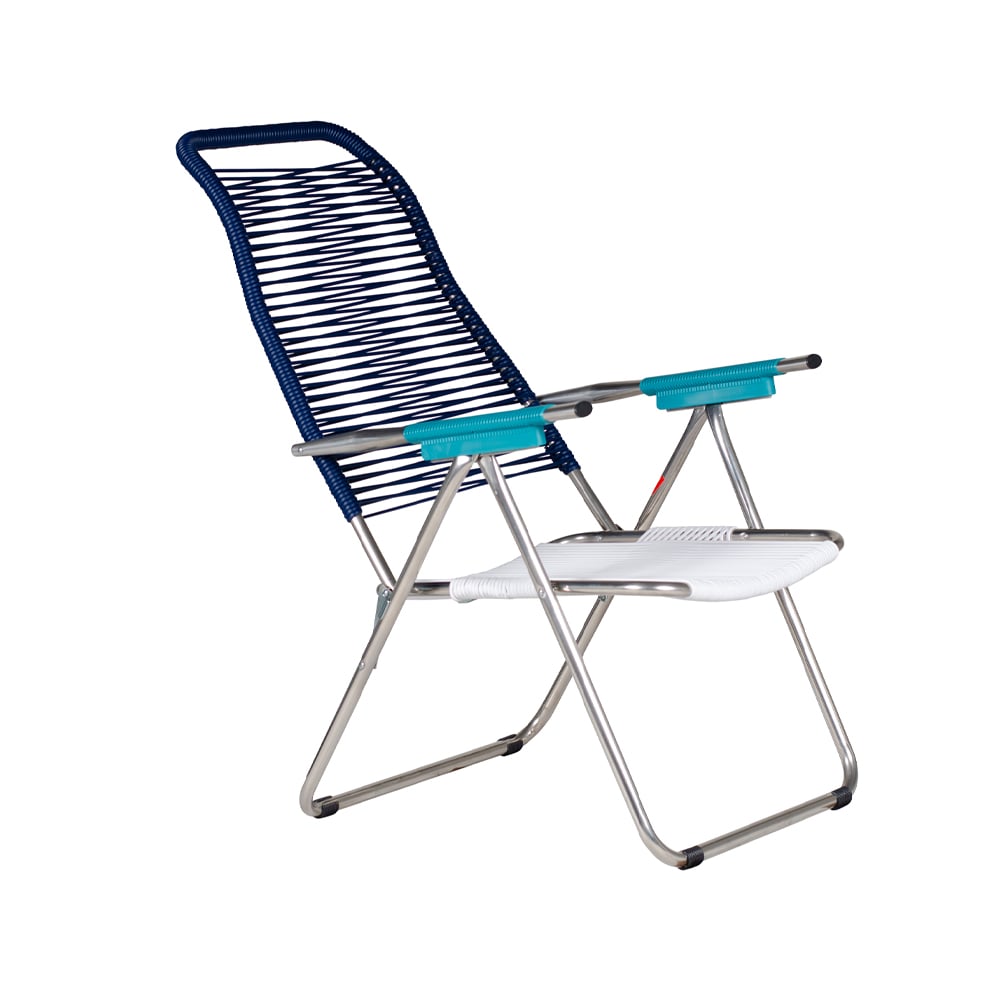 Fiam Spaghetti sun lounger without footrest Multi-aluminium frame-blue