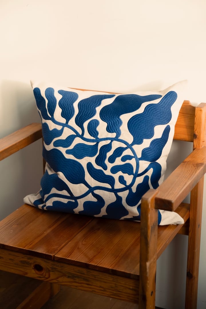 Leaves cushion cover embroidered 48x48 cm, Blue Fine Little Day