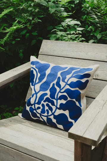 Leaves cushion cover embroidered 48x48 cm - Blue - Fine Little Day