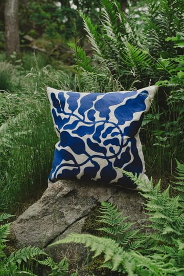 Leaves cushion cover embroidered 48x48 cm - Blue - Fine Little Day