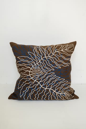 Leaves embroidered cushion cover 48x48 cm - Brown - Fine Little Day