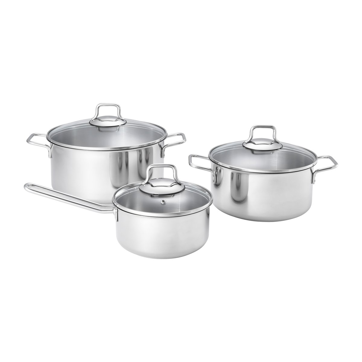 Fiskars Fiskars pot & saucepan set with glass lid 3 pieces Stainless steel