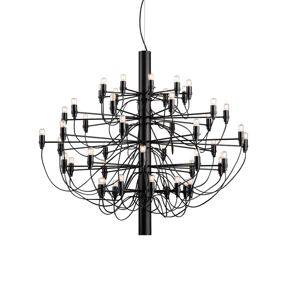 Flos 2097 Sarfatti chandelier LED Matte Black 50 lamps