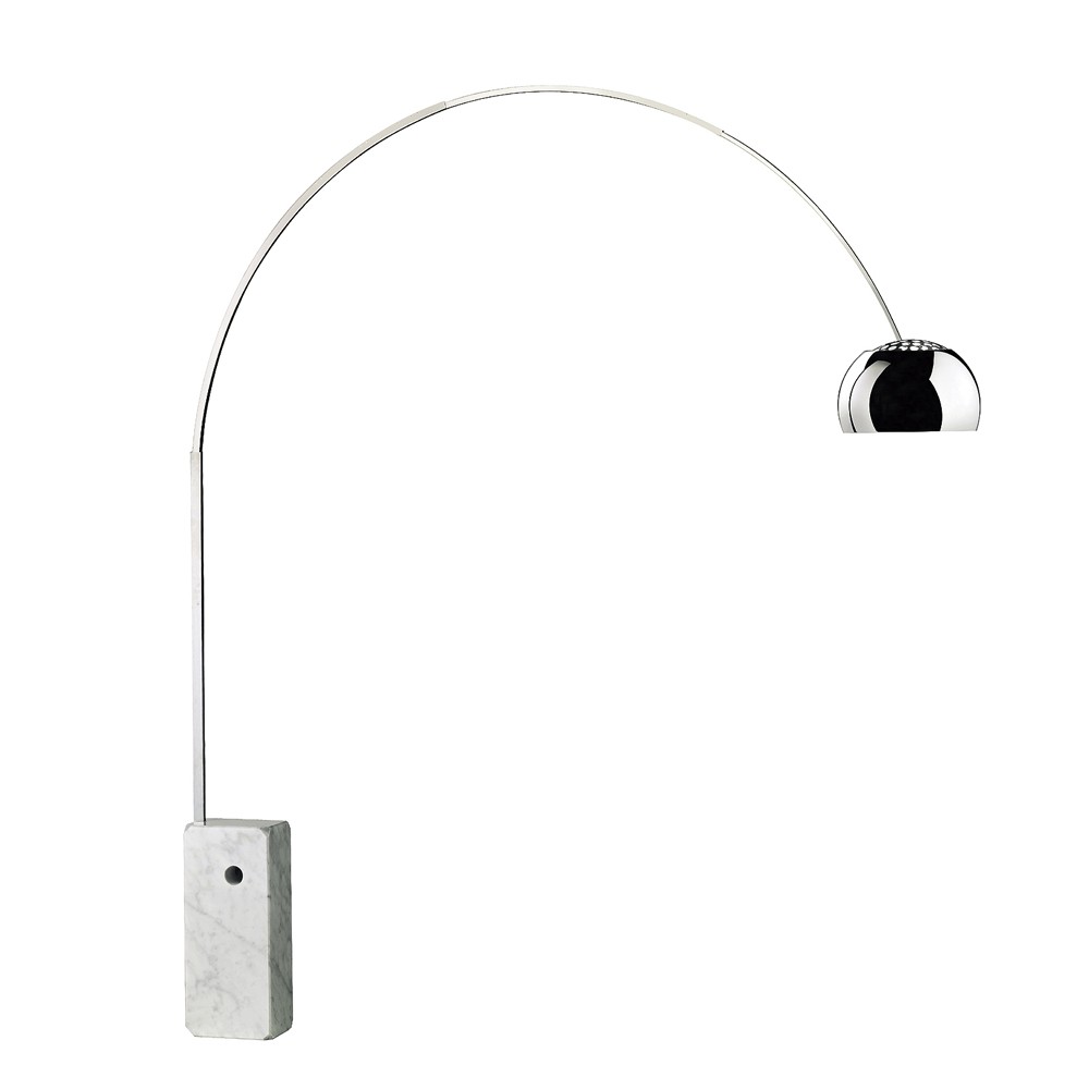 Flos Arco floor lamp Chrome, Carrara marble base