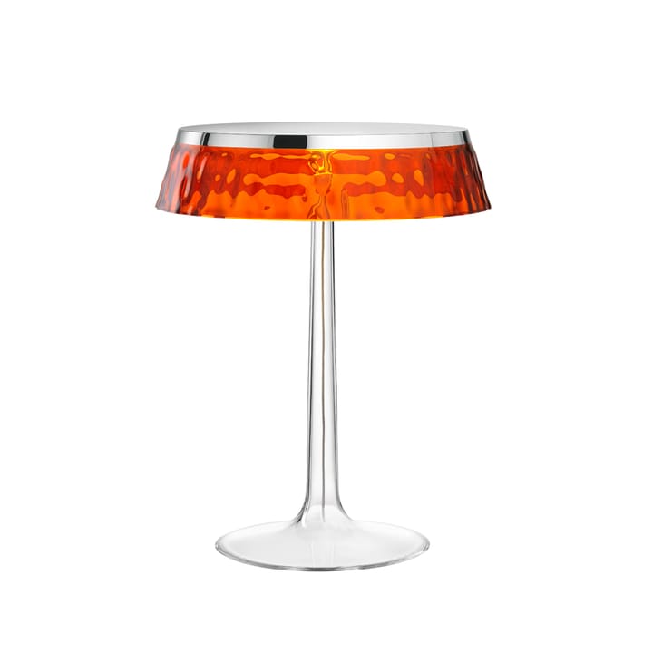 Bon Jour T table lamp - Chrome, amber lampshade - Flos