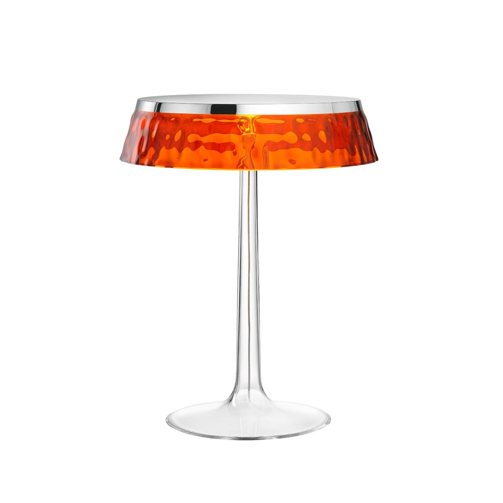 Flos Bon Jour T table lamp Chrome, amber lampshade