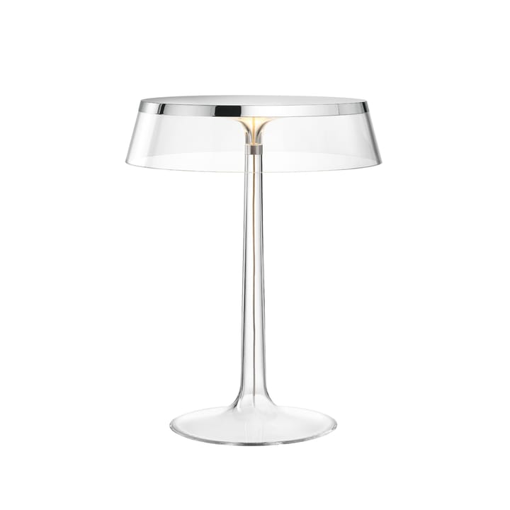 Bon Jour T table lamp - Chrome, transparent lampshade - Flos