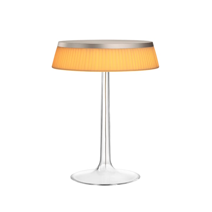 Bon Jour T table lamp - Orange fabric shade - matte chrome - Flos