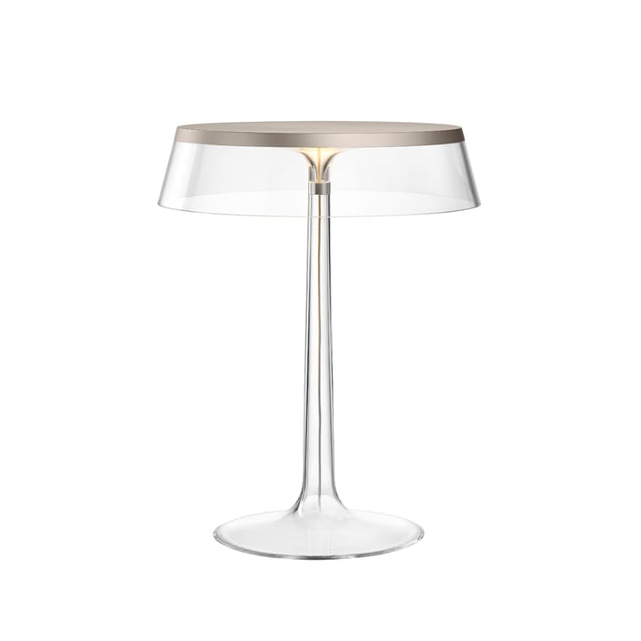 Bon Jour T table lamp - Transparent, matte chrome top - Flos