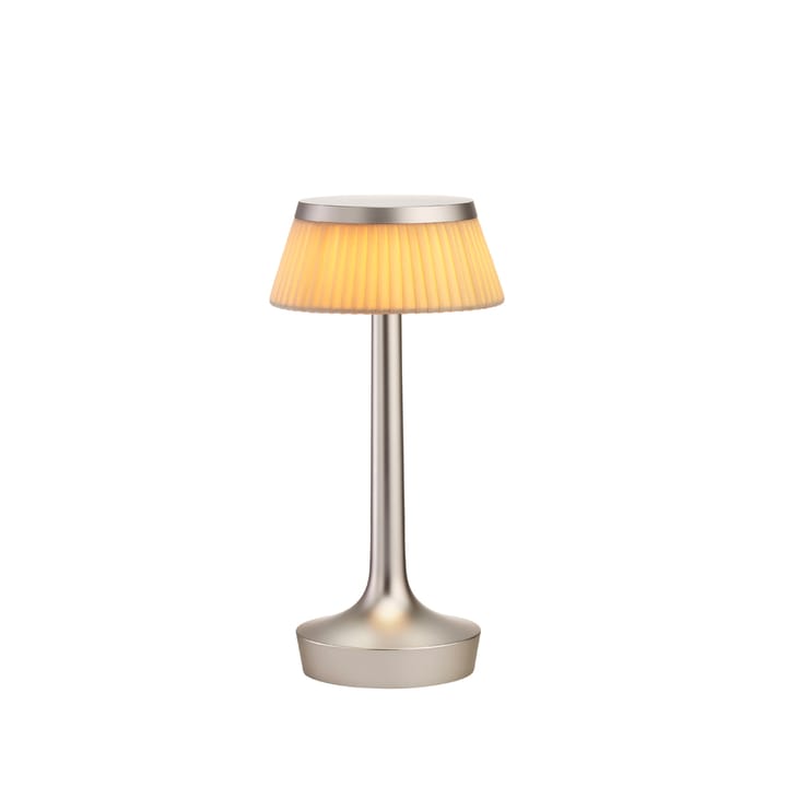 Bon Jour Unplugged table lamp - Matte chrome fabric - Flos