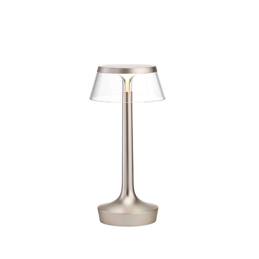 Flos Bon Jour Unplugged table lamp Matte chrome-transparent