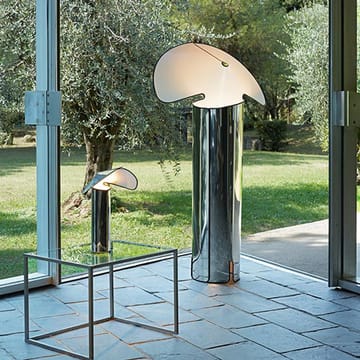 Chiara F floor lamp - Stainless steel, black edge - Flos