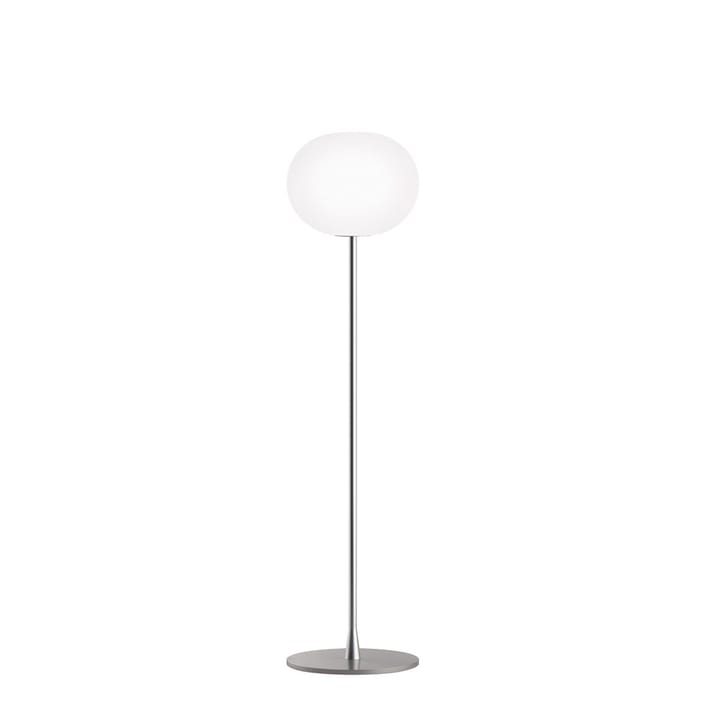 Glo-ball F1 floor lamp - White opal glass, matte silver stand - Flos