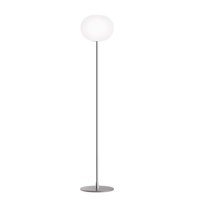 Glo-ball F2 floor lamp - White opal glass, matte silver stand - Flos