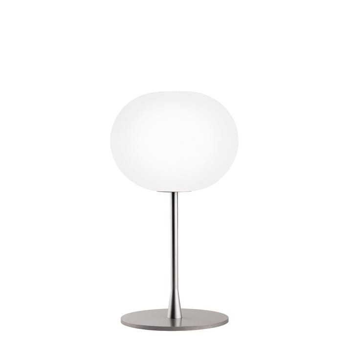 Glo-ball T1 table lamp - White opal glass, matte silver stand - Flos