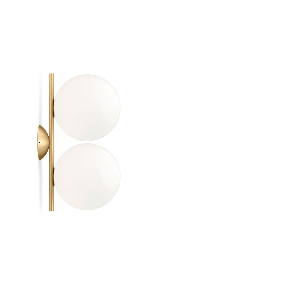 Flos IC lights C/W1 Double wall lamp Brushed brass, opal