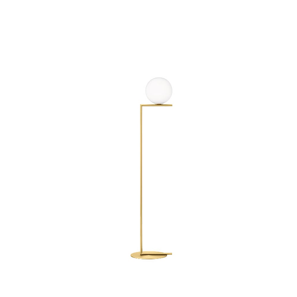 Flos IC lights F1 floor lamp Brushed brass, opal