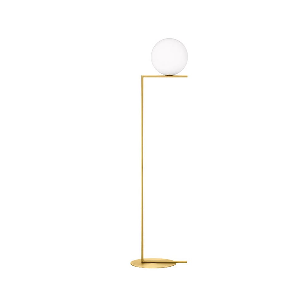 Flos IC lights F2 floor lamp Brushed brass, opal