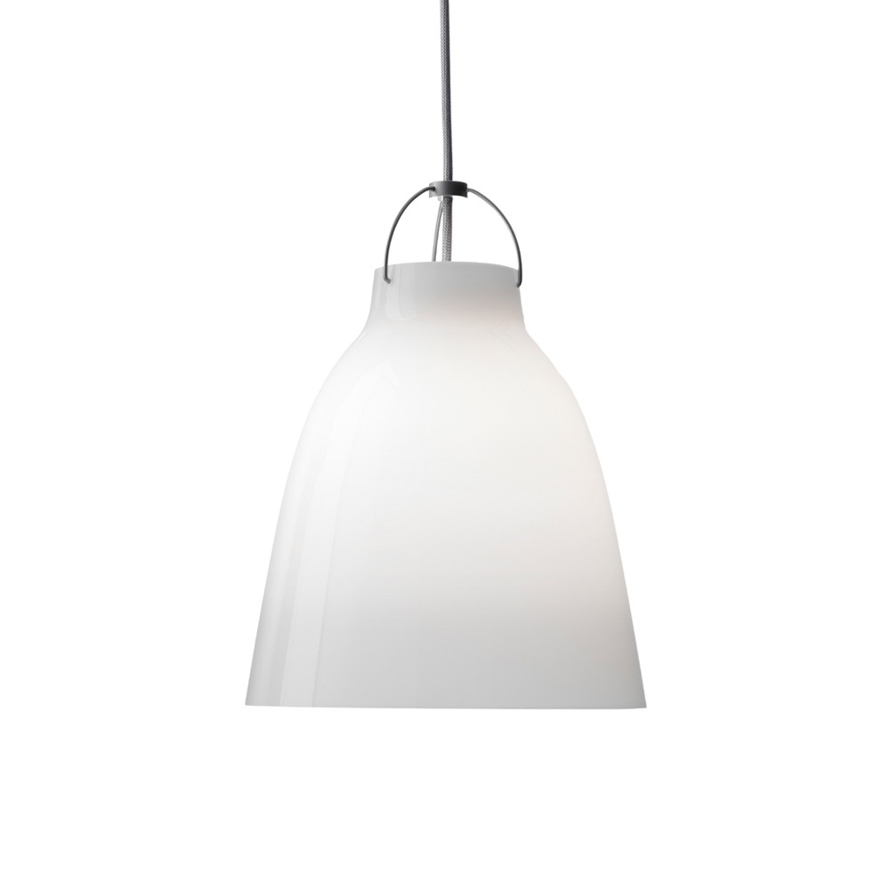 Fritz Hansen Caravaggio 2 pendant White opal glass-grey textile cord