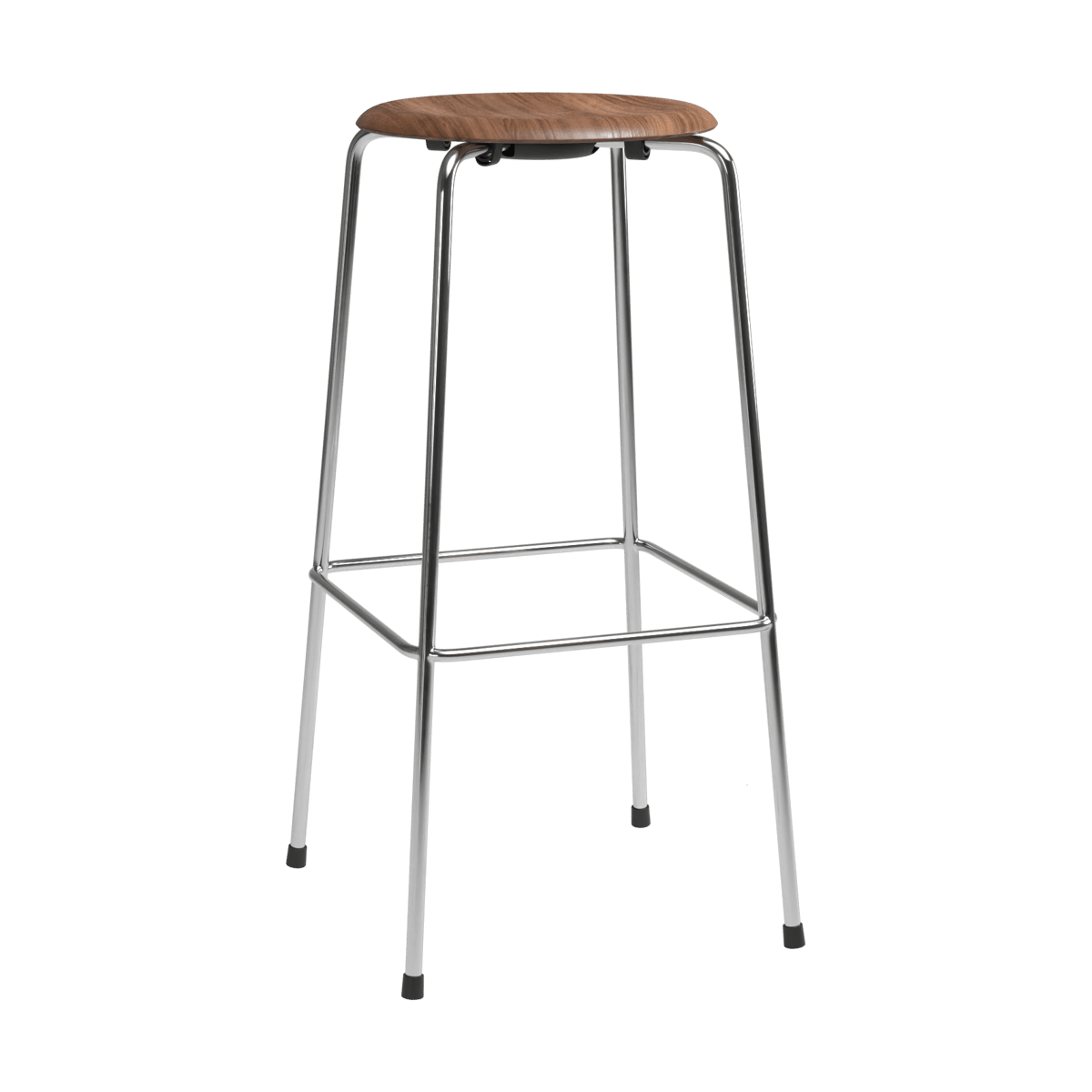 Fritz Hansen High Dot bar stool Walnut-chrome