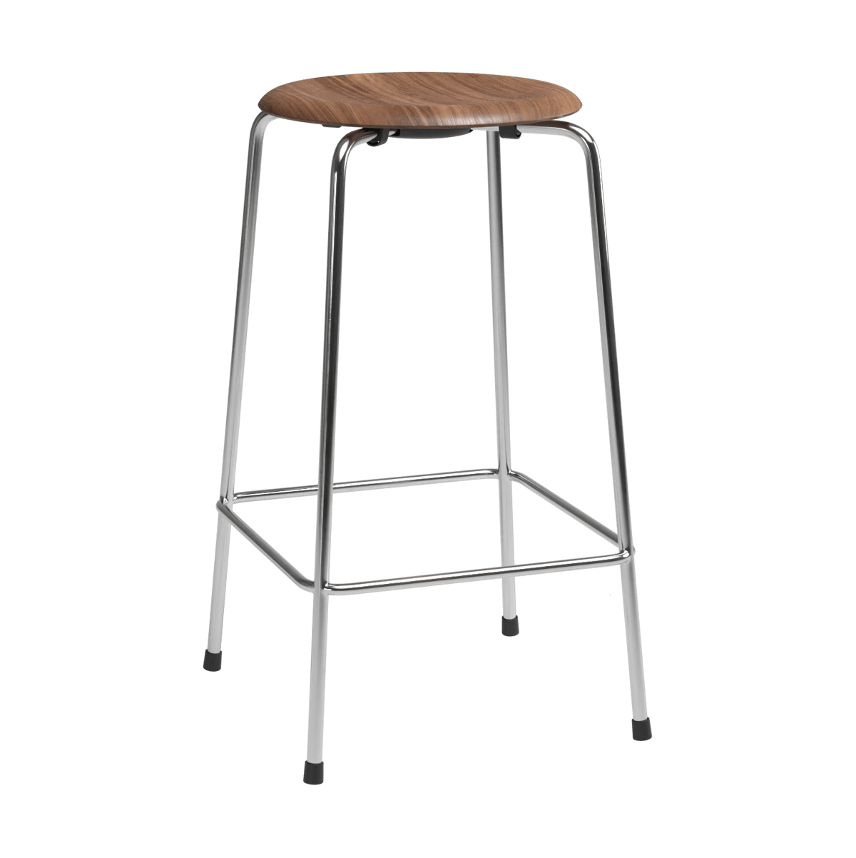 Fritz Hansen High Dot counter stool 4 legs Walnut-chrome