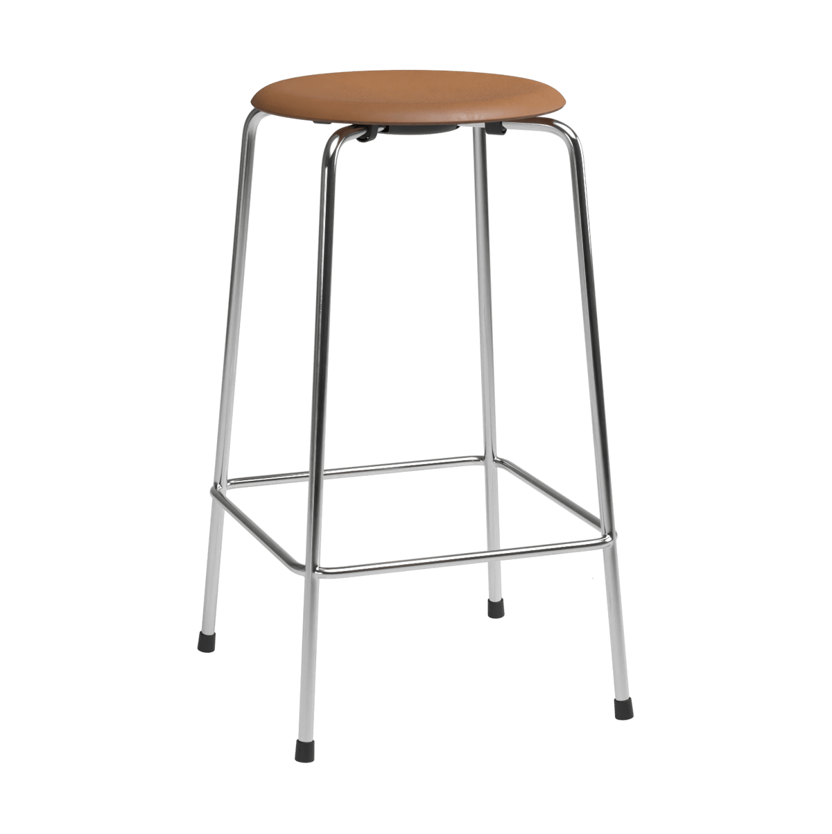 Fritz Hansen High Dot counter stool 4 legs Wild leather walnut-chrome