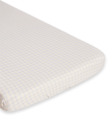 Gingham Sky Blue Muslin Fitted Sheet - 160x200x30 cm - Garbo&Friends