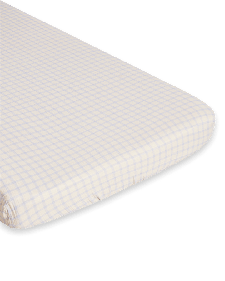 Gingham Sky Blue Muslin Fitted Sheet, 160x200x30 cm Garbo&Friends