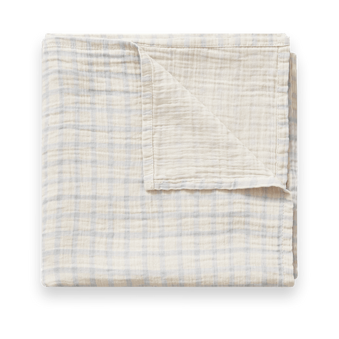 Gingham Sky Blue Muslin swaddle blanket, 110x110 cm Garbo&Friends