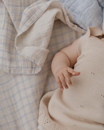 Gingham Sky Blue Muslin swaddle blanket - 110x110 cm - Garbo&Friends