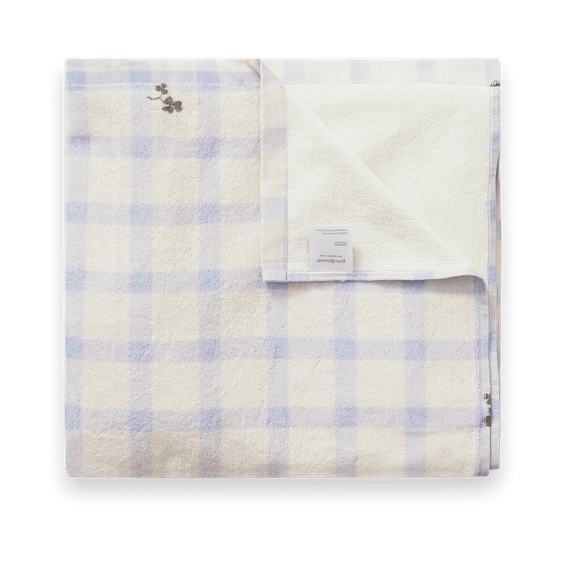 Gingham Sorrel Blue Terry bath towel - 100x150 cm - Garbo&Friends