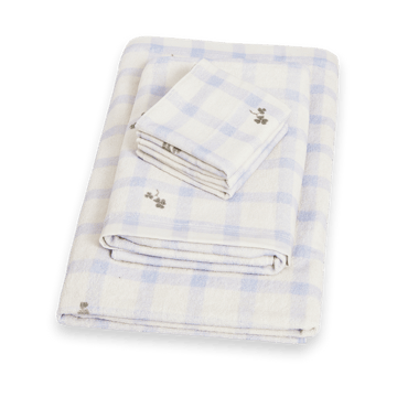 Gingham Sorrel Blue Terry bath towel - 70x140 cm - Garbo&Friends