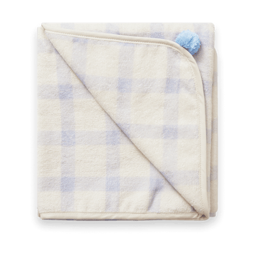 Gingham Sorrel Blue Terry hooded towel - 80x80 cm - Garbo&Friends