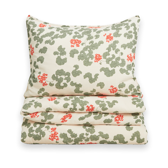 Pelargonium Muslin bedding set - 150x210 cm/50x60 cm - Garbo&Friends