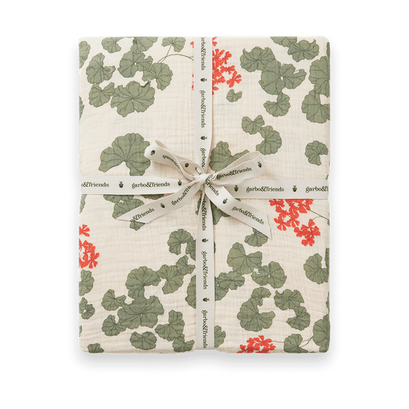 Pelargonium Muslin fitted sheet - 160x200x30 cm - Garbo&Friends