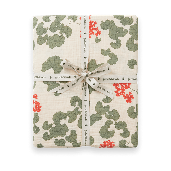 Garbo&Friends Pelargonium Muslin fitted sheet 160x200x30 cm