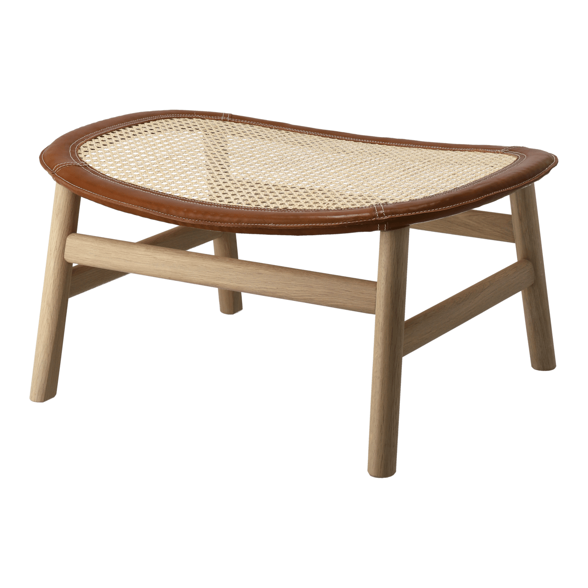 Gärsnäs Dandy footstool Oak-natural-Tärnsjö leather cognac