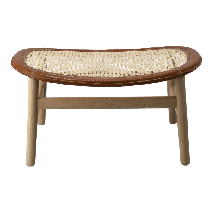 Dandy footstool, Oak-natural-Tärnsjö leather cognac Gärsnäs