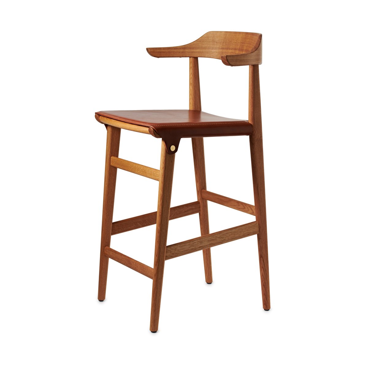 Gärsnäs Hedda bar stool Oak-pure-Tärnsjö leather cognac