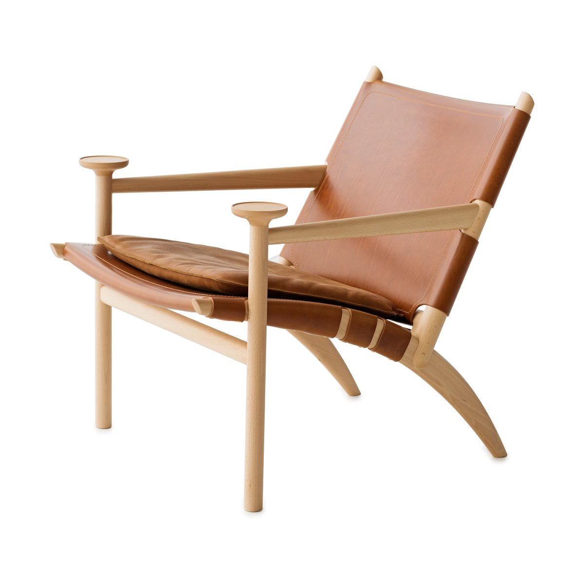 Gärsnäs Hedwig armchair Beech-white-Tärnsjö leather cognac