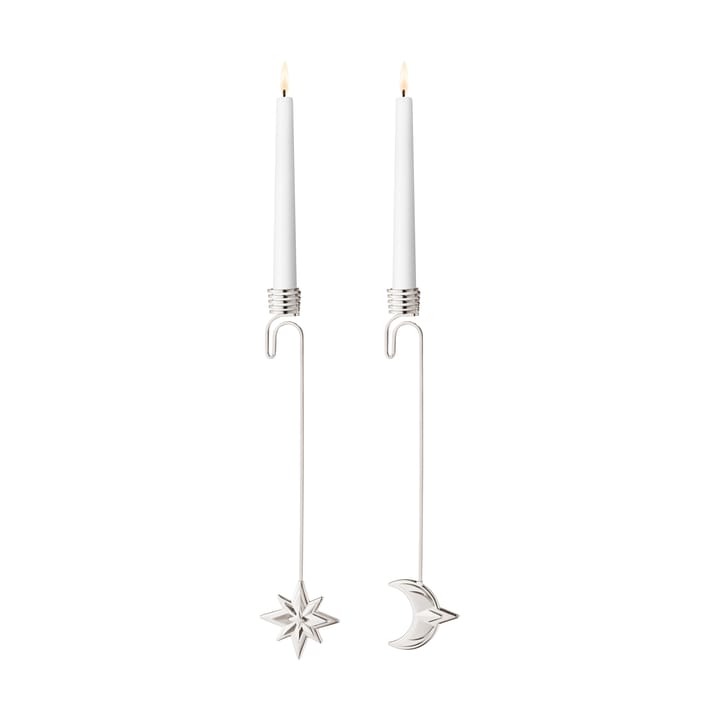 2024 candle holder moon and star, Palladium-plated Georg Jensen