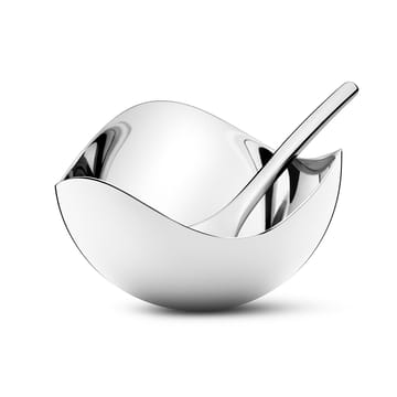 Bloom salt cellar with spoon - stainless steel - Georg Jensen