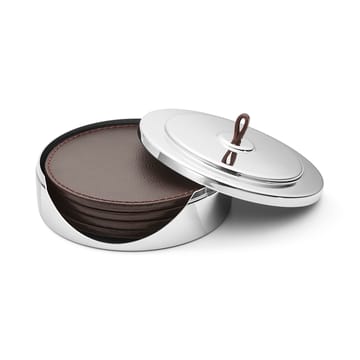 Manhattan coaster 4-pack - brownt leather - Georg Jensen