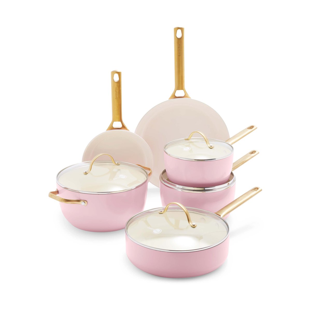 GreenPan Padova casserole and frying pan set 10 parts Blush pink