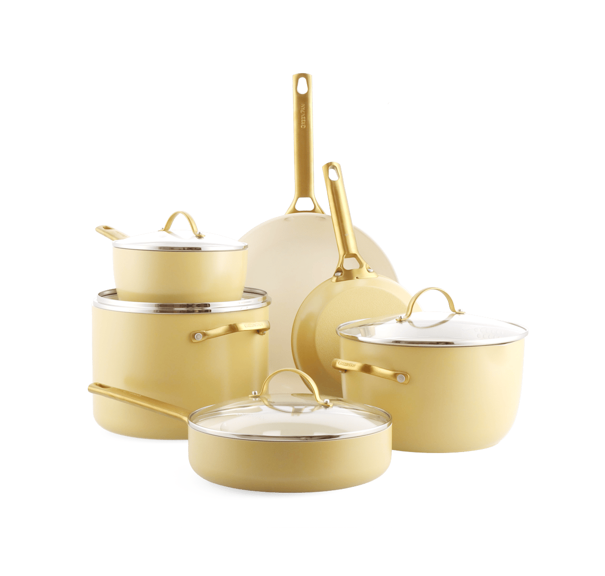 GreenPan Padova casserole and frying pan set 10 parts Sunshine yellow